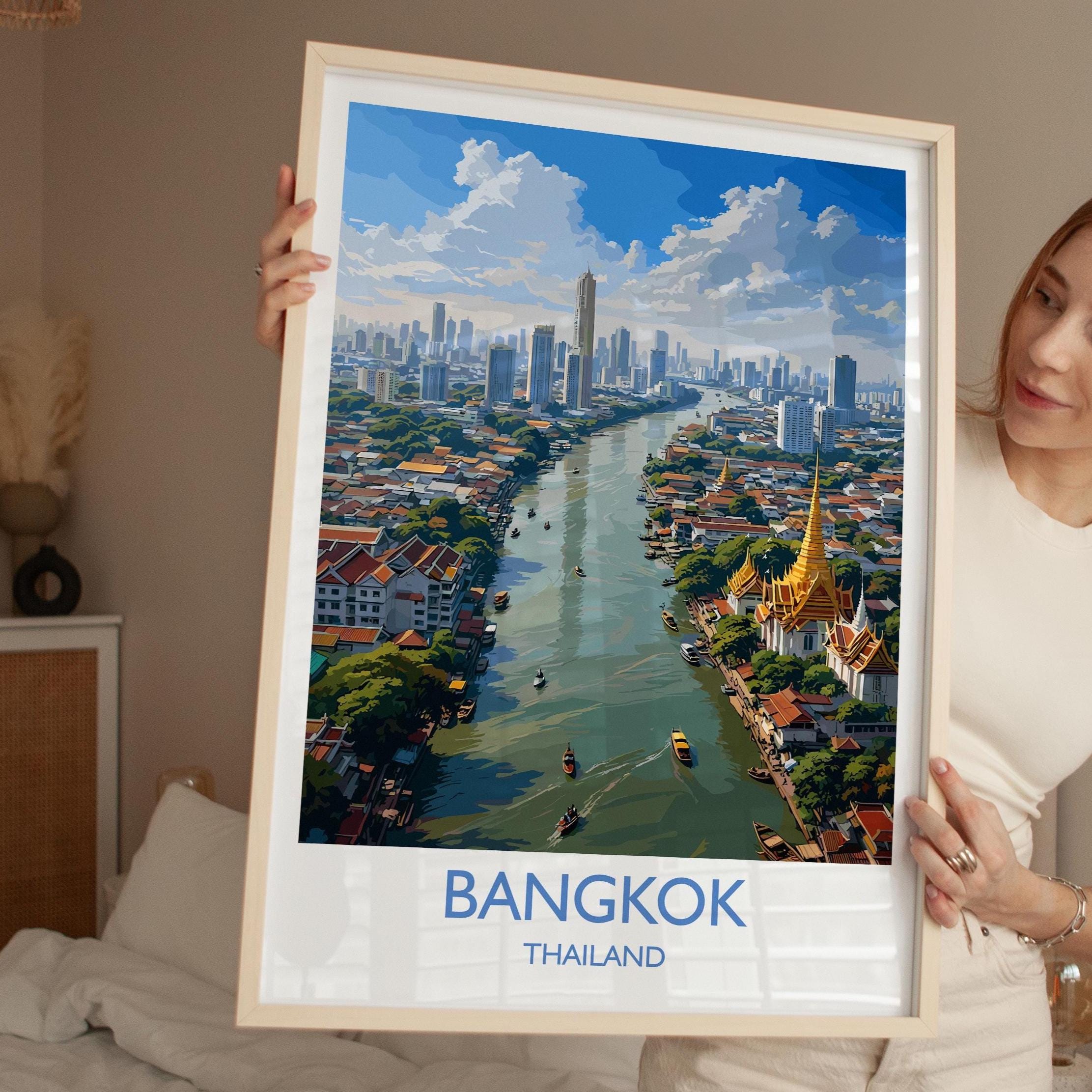 Bangkok Poster Wall Art, Bangkok Travel Print, Thailand Wall Art, Bangkok Art Lovers Gift, Thailand Gift NQ Media Designs