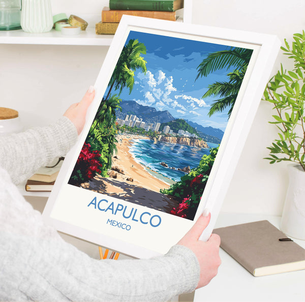 Acapulco Travel Print Wall Art, Poster of Acapulco, Mexico Coast Art Gift, Mexico Cities Art,