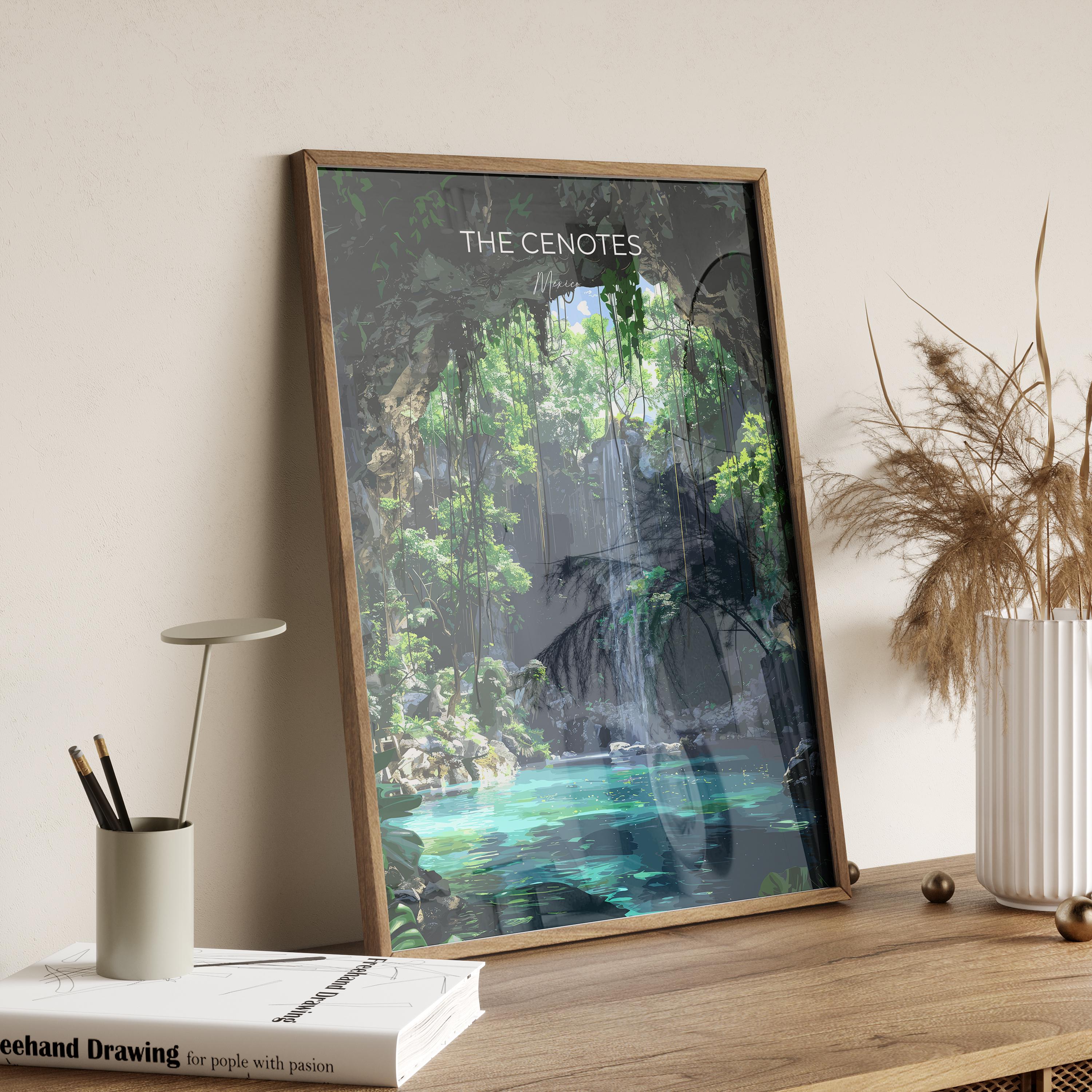 Cenotes of Yucatan Travel Poster, Mexico Travel Print Collection, Travel Wall Art, Cenotes Art Print Gift, Yucatan Art NQ Media Designs