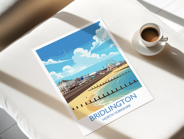 Bridlington Travel Print, Travel Poster of Bridlington, Yorkshire Gift, England, North Yorkshire Art, Bridlington Gift, Wall Art Print