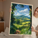 Malvern Hills Travel Print Wall Art, Malvern Hills Travel Poster, English Countryside Art Gift, Wall Art Print NQ Media Designs