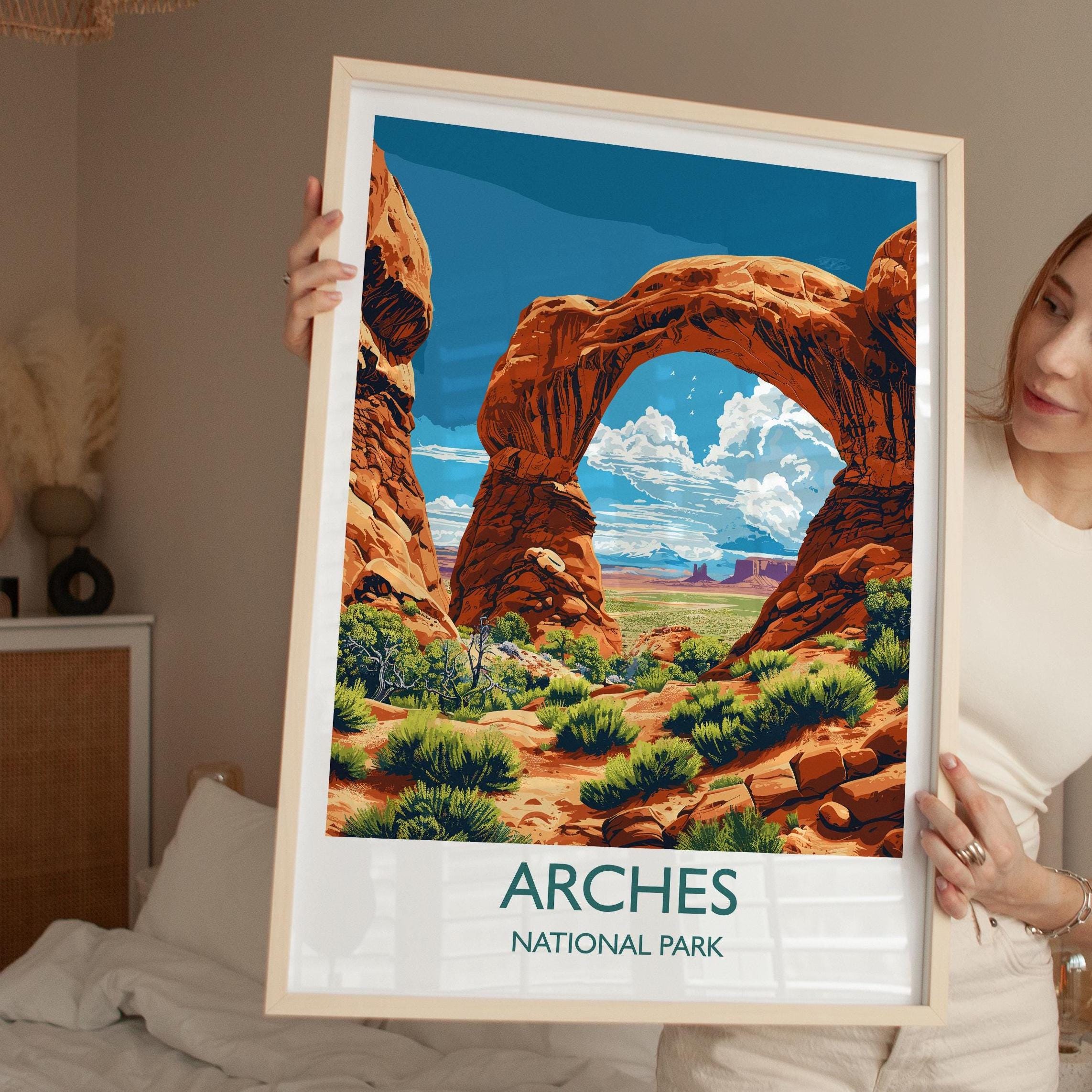 Arches National Park Travel Poster Wall Art, Travel Print of Arches, National Park Art Lovers Gift, Utah, USA, Travel Wall Art Gift NQ Media Designs
