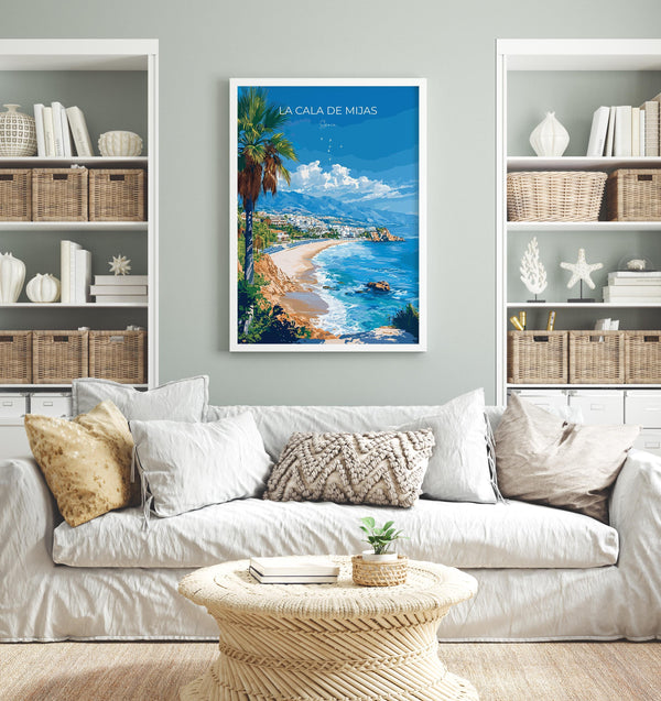 La Cala de Mijas Travel Print, Travel Poster of La Cala de Mijas, Spain, Malaga Gift, Spain Gift Art, Wall Art Print