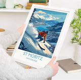 St Moritz Wall Art Travel Poster, Travel Print of St Moritz, Ski Poster, Switzerland Alps Art Travel Lovers Gift NQ Media Designs