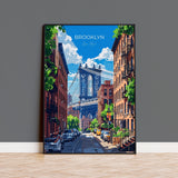 Brooklyn New York Travel Poster Wall Art, Travel Print of Brooklyn Bridge, New York , New York Art Lovers Gift, USA Art Gift NQ Media Designs