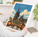 Cologne Christmas Market Travel Poster | Rhineland, Germany Wall Art