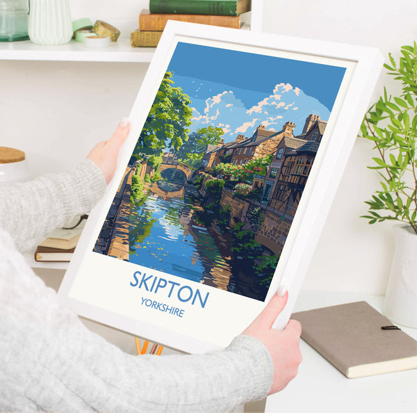 Skipton Travel Print Wall Art, Travel Poster of Skipton, Skipton Art Print, North Yorkshire Wall Print, Yorkshire Art Lovers Gift