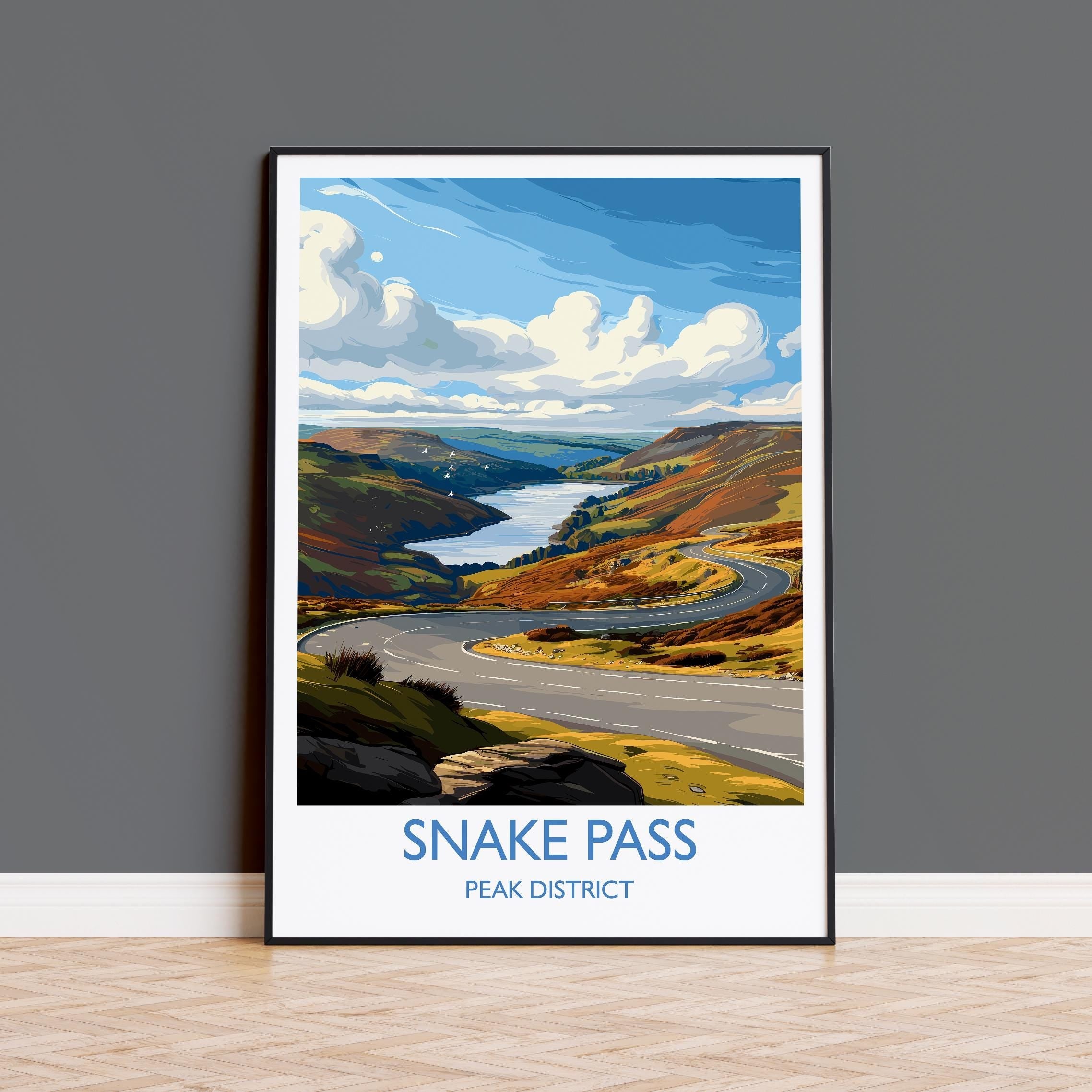 Snakes Pass Peak District Travel Print Wall Art, Travel Poster of Peak District Art Lovers Gift, English Countryside NQ Media Designs