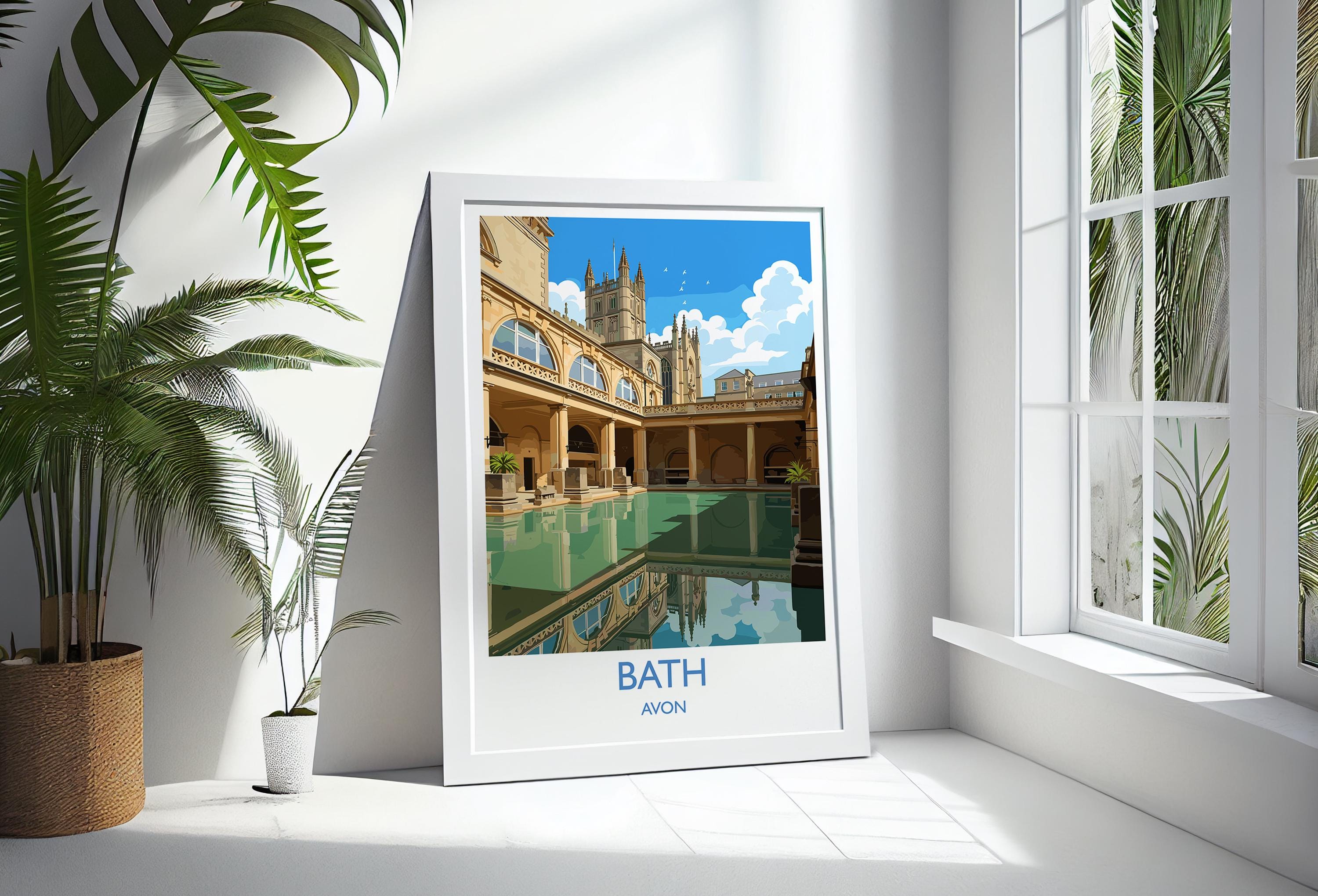 Bath Travel Print, Travel Poster of Bath, England, Cotswolds Art, Bath Gift, Avon Wall Art Print NQ Media Designs