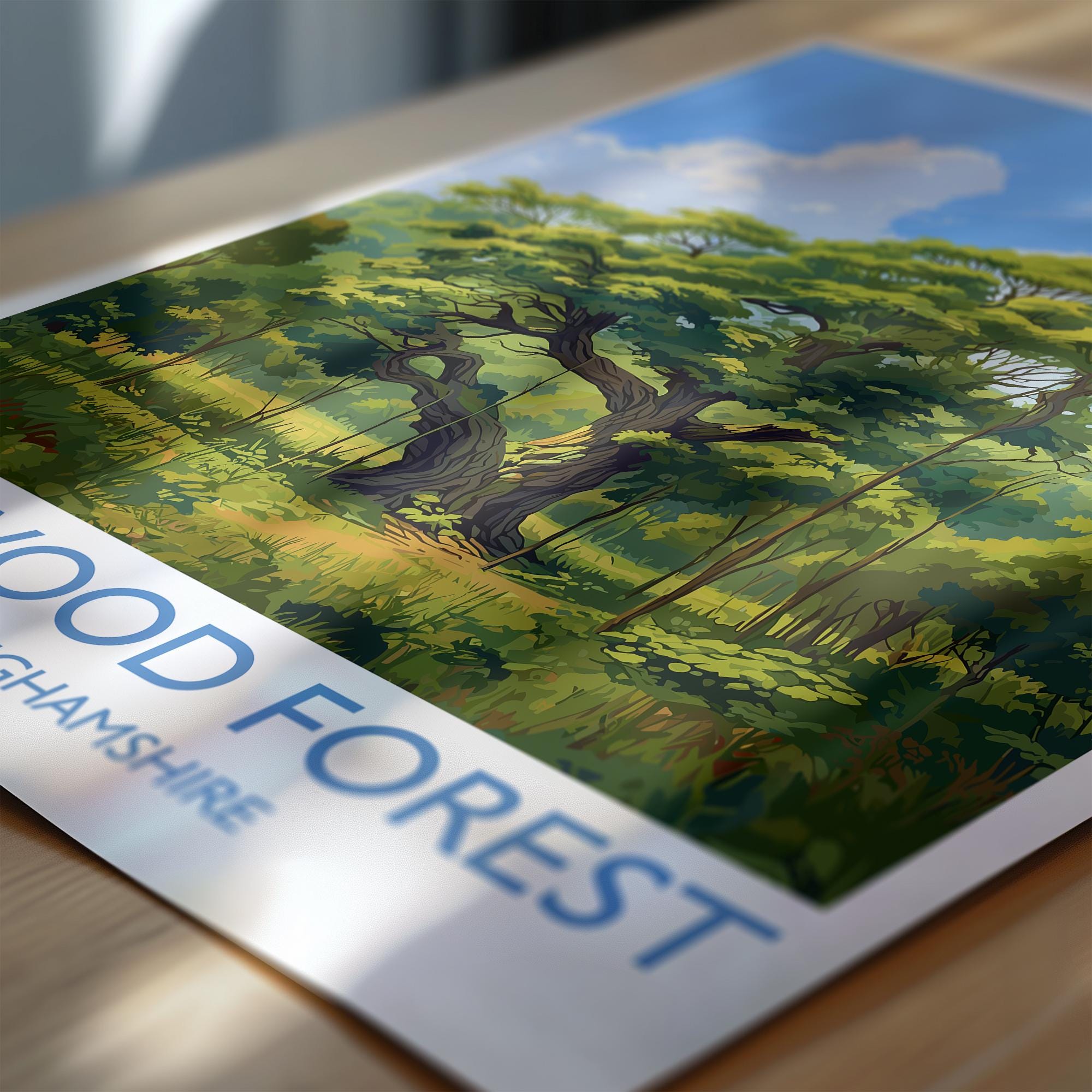 Sherwood Forest Travel Poster Wall Art, Travel Print of Sherwood Forest, Major Oak, Nottinghamshire, England Countryside Art Lovers Gift NQ Media Designs