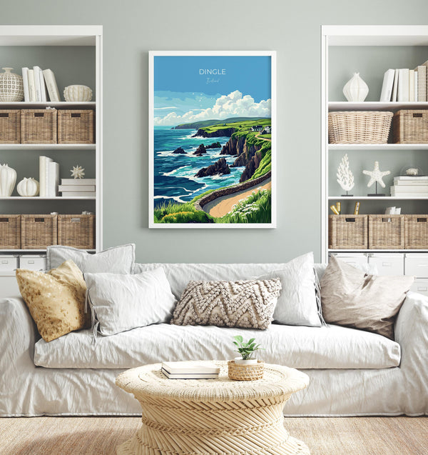 Dingle Print, Travel Poster of Dingle, County Kerry Art, Ireland Coast, Travel Wall Art Gift