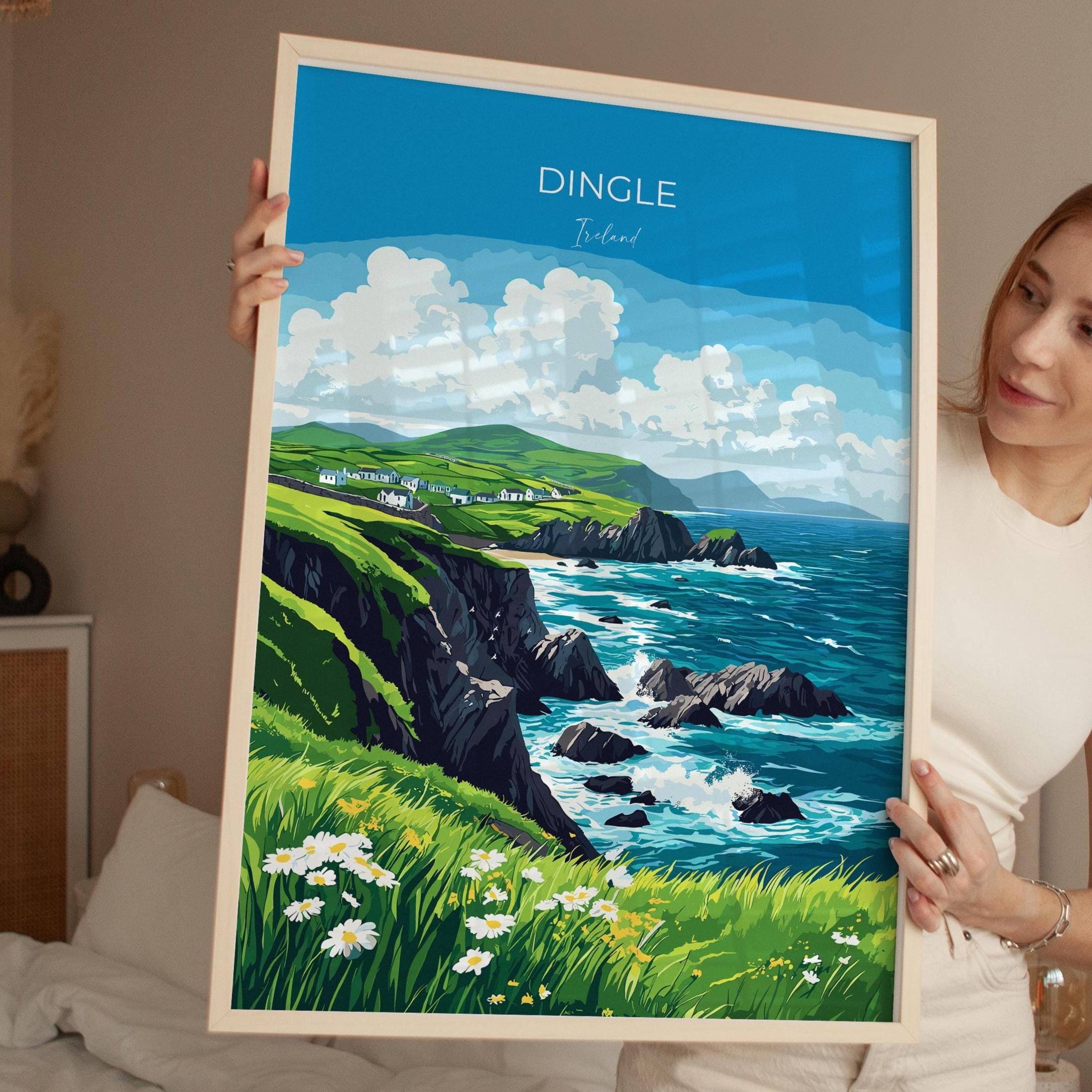 Dingle Print, Travel Poster of Dingle, County Kerry Art, Ireland Coast, Travel Wall Art Gift NQ Media Designs