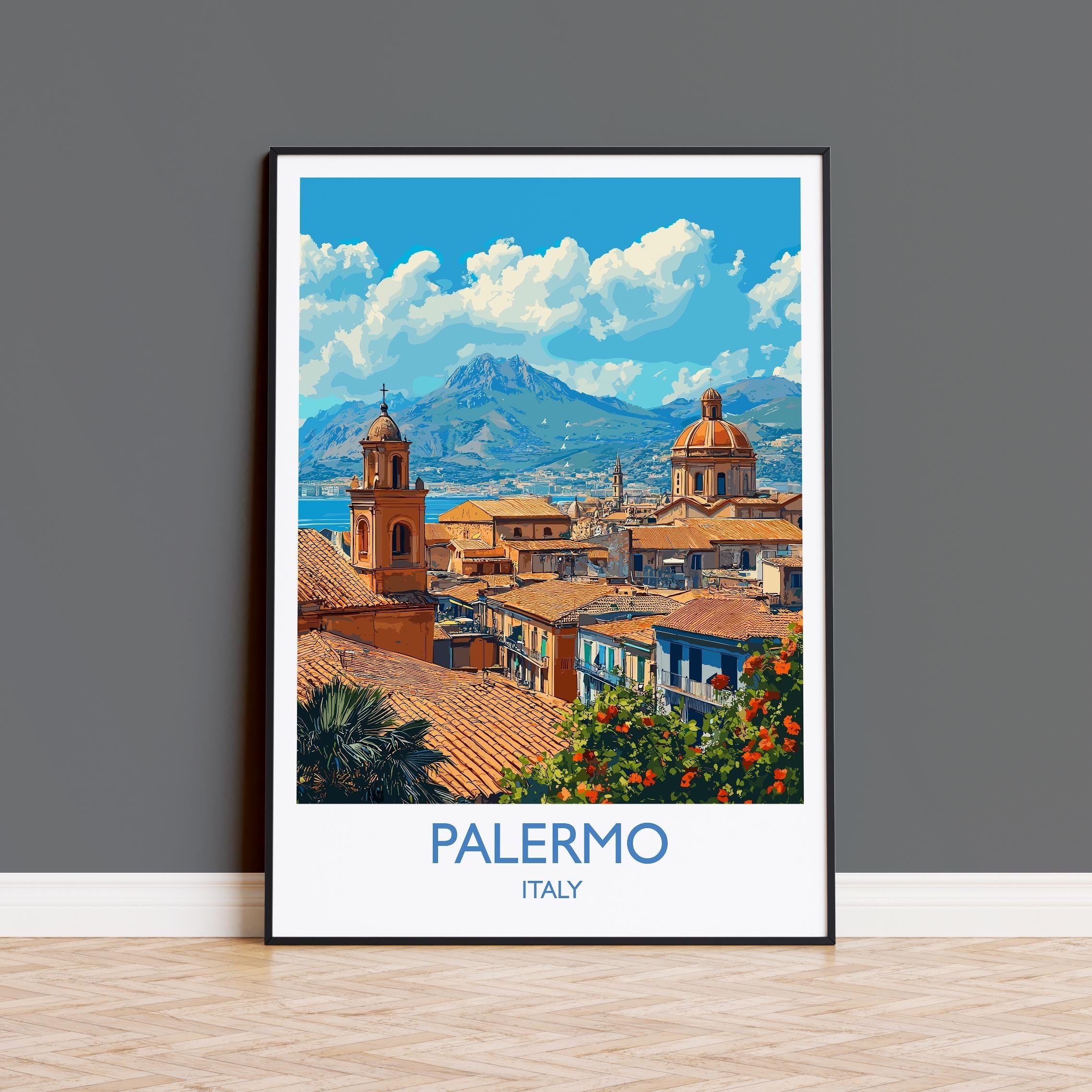 Palermo Travel Print, Travel Poster of Palermo, Italy Poster, Sicily Gift, PalermoArt, Italy Art Travel Gift NQ Media Designs