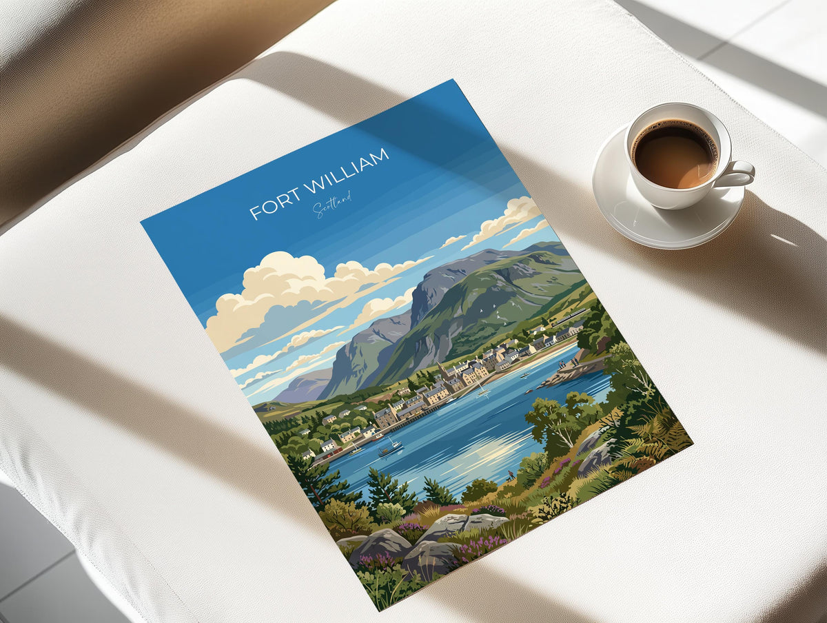 Fort William Scotland Poster, Ben Nevis Wall Art, Scottish Highlands Print, Loch Linnhe Poster, Fort William Gift