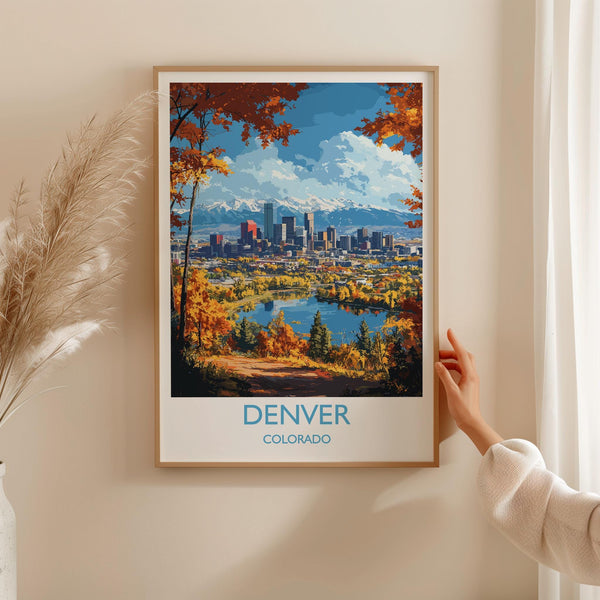 Denver Travel Poster Wall Art, Travel Print of Denver, Colorado, USA, Denver Art Lovers Gift