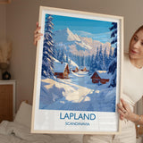 Lapland Travel Print, Travel Poster of Lapland, Scandinavia Poster, Lapland Art Gift, Finland Art Lovers Travel Gift NQ Media Designs