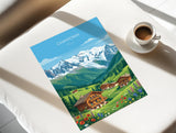 Chamonix Travel Poster Wall Art, Travel Print of Chamonix, French Alps Summer Art Lovers Gift, Wall Art Print NQ Media Designs