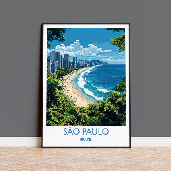 Sao Paulo Travel Print, Travel Poster of Sao Paulo, Brazil City Poster, Sao Paulo Wall Art Lovers Gift, Brazil Art Gift