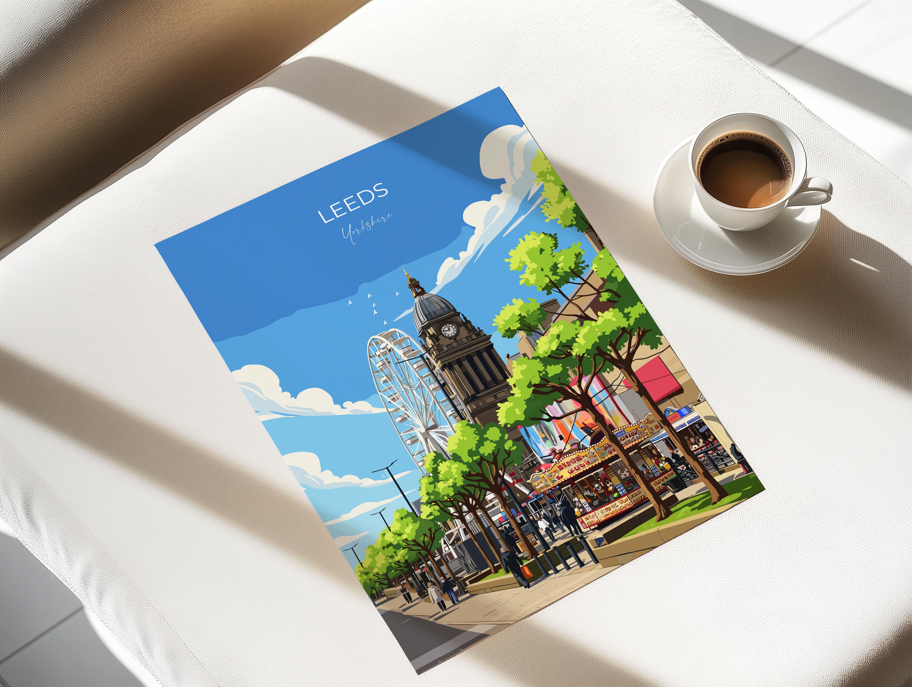 Leeds Travel Wall Art Poster, Travel Print of Leeds, West Yorkshire Wall Print, English City Art Gift NQ Media Designs