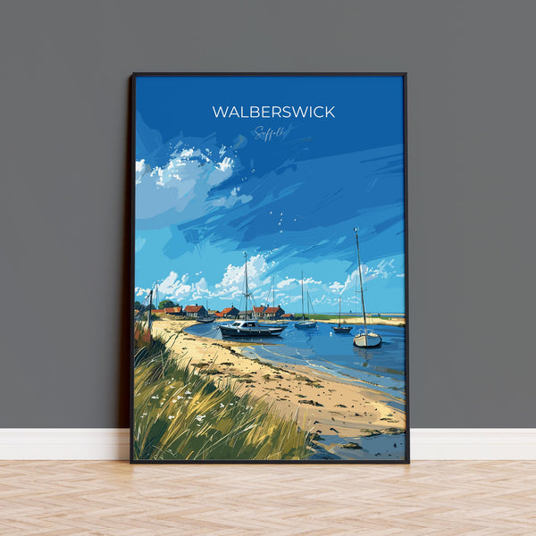 Walberswick Travel Poster, Travel Print of Walberswick, Walberswick Art Lovers Gift, Suffolk Coast Wall Art