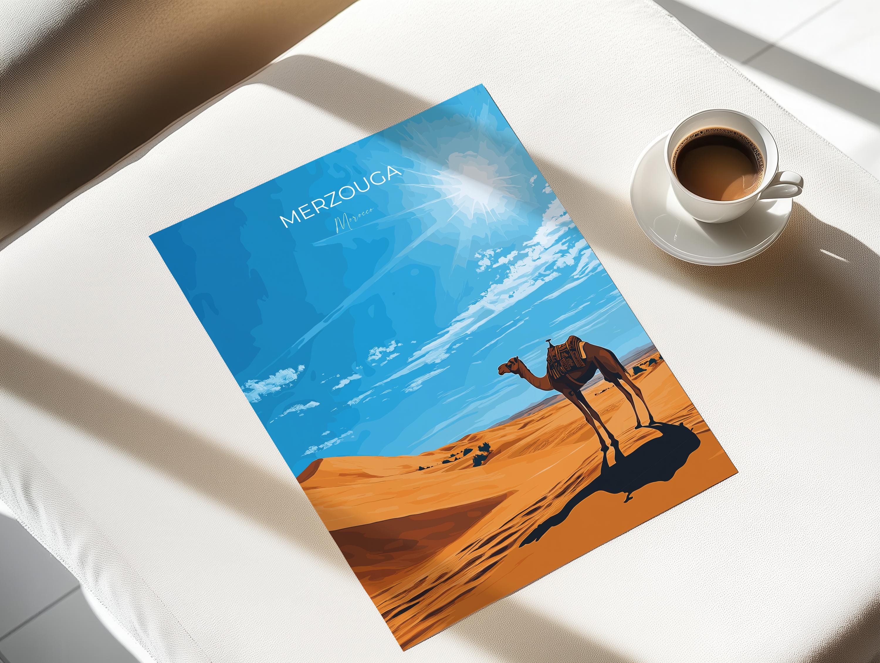 Merzouga Travel Poster Wall Art, Travel Print of Merzouga, Merzouga Art Lovers Gift, Morocco Wall Art NQ Media Designs