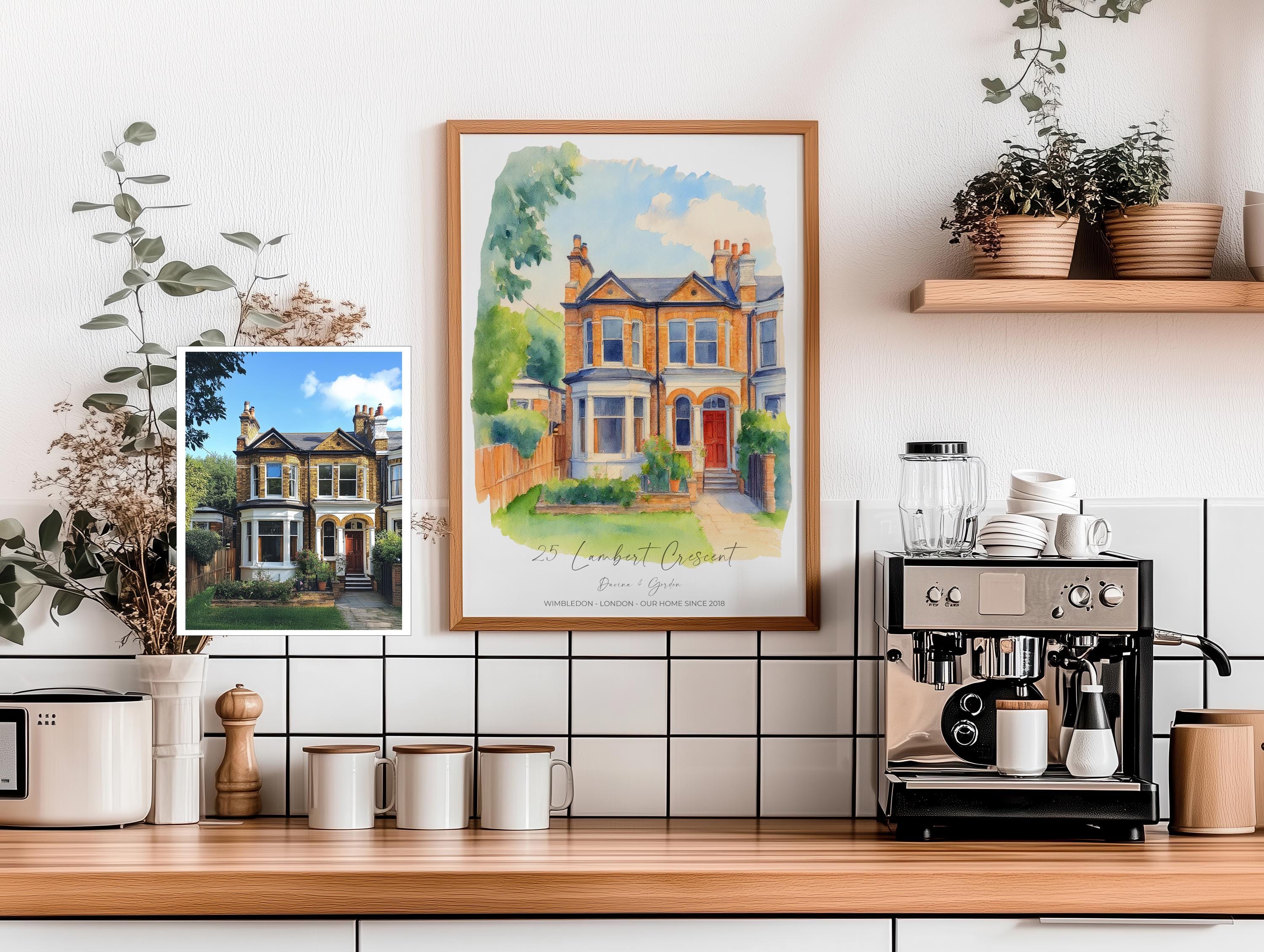 Personalised Watercolour House Portrait, Home Portrait, House Warming Gift, New Home Gift, First Home, Digital Wall Art Watercolour Decor NQ Media Designs