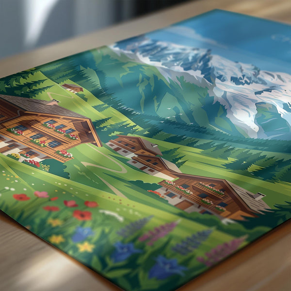 Chamonix Travel Poster Wall Art, Travel Print of Chamonix, French Alps Summer Art Lovers Gift, Wall Art Print