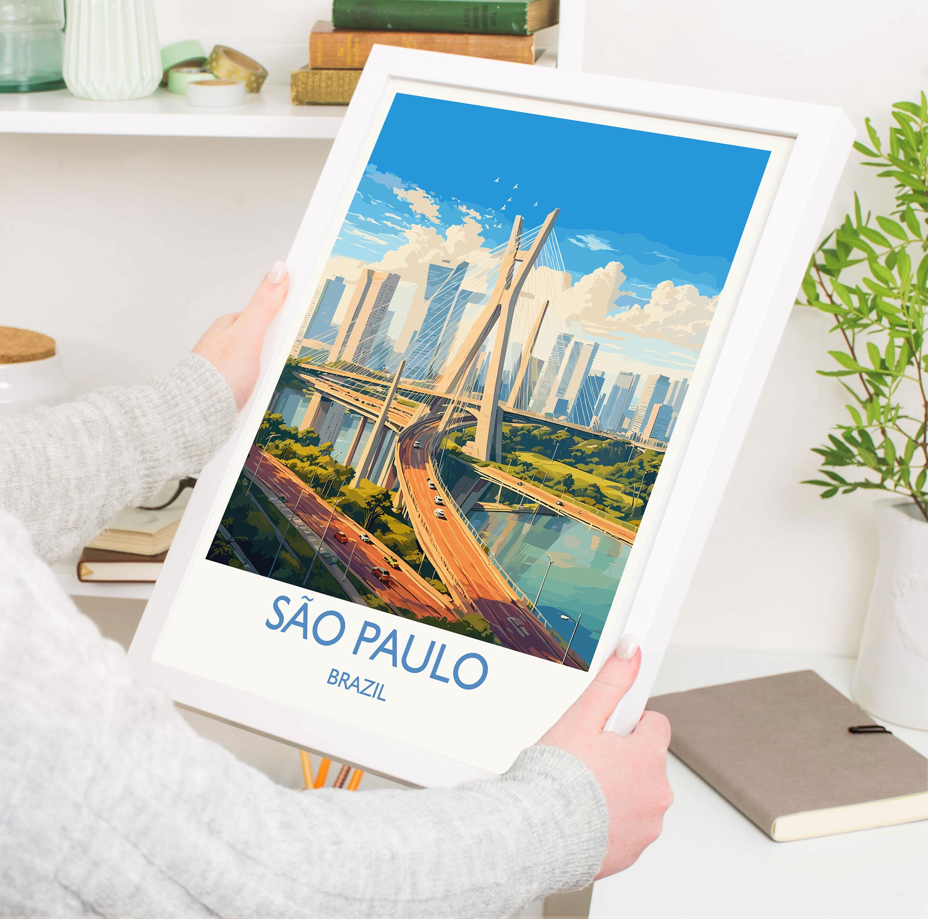 Sao Paulo Travel Print, Travel Poster of Sao Paulo, Brazil City Poster, Sao Paulo Wall Art Lovers Gift, Brazil Art Gift NQ Media Designs