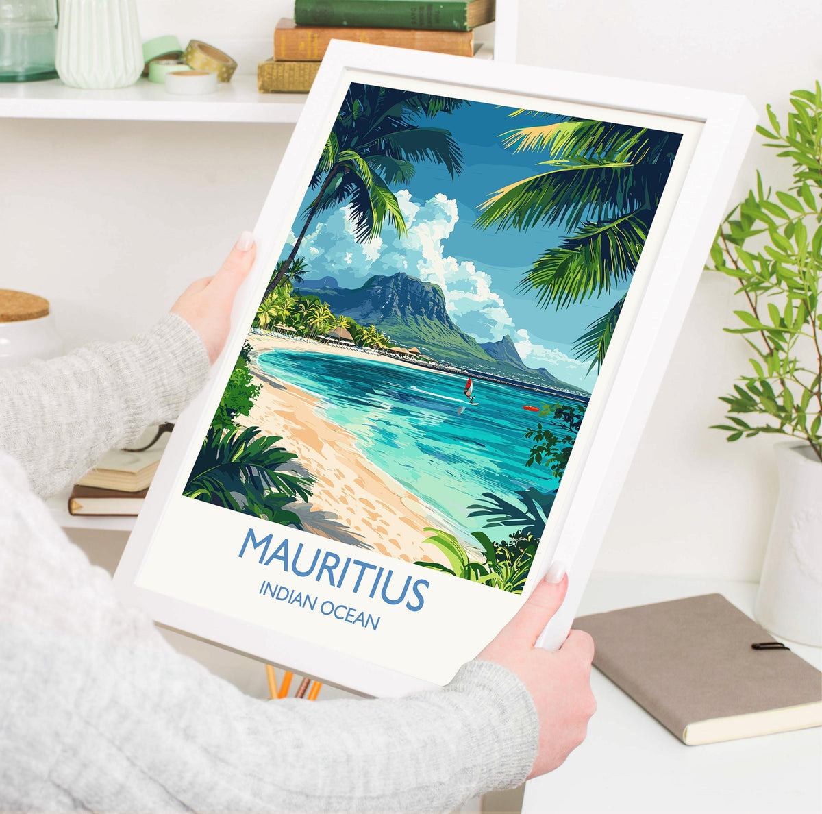 Mauritius Travel Print, Travel Poster of Mauritius, Indian Ocean Island Art, Mauritius Wall Art Gift, NQ Media Designs