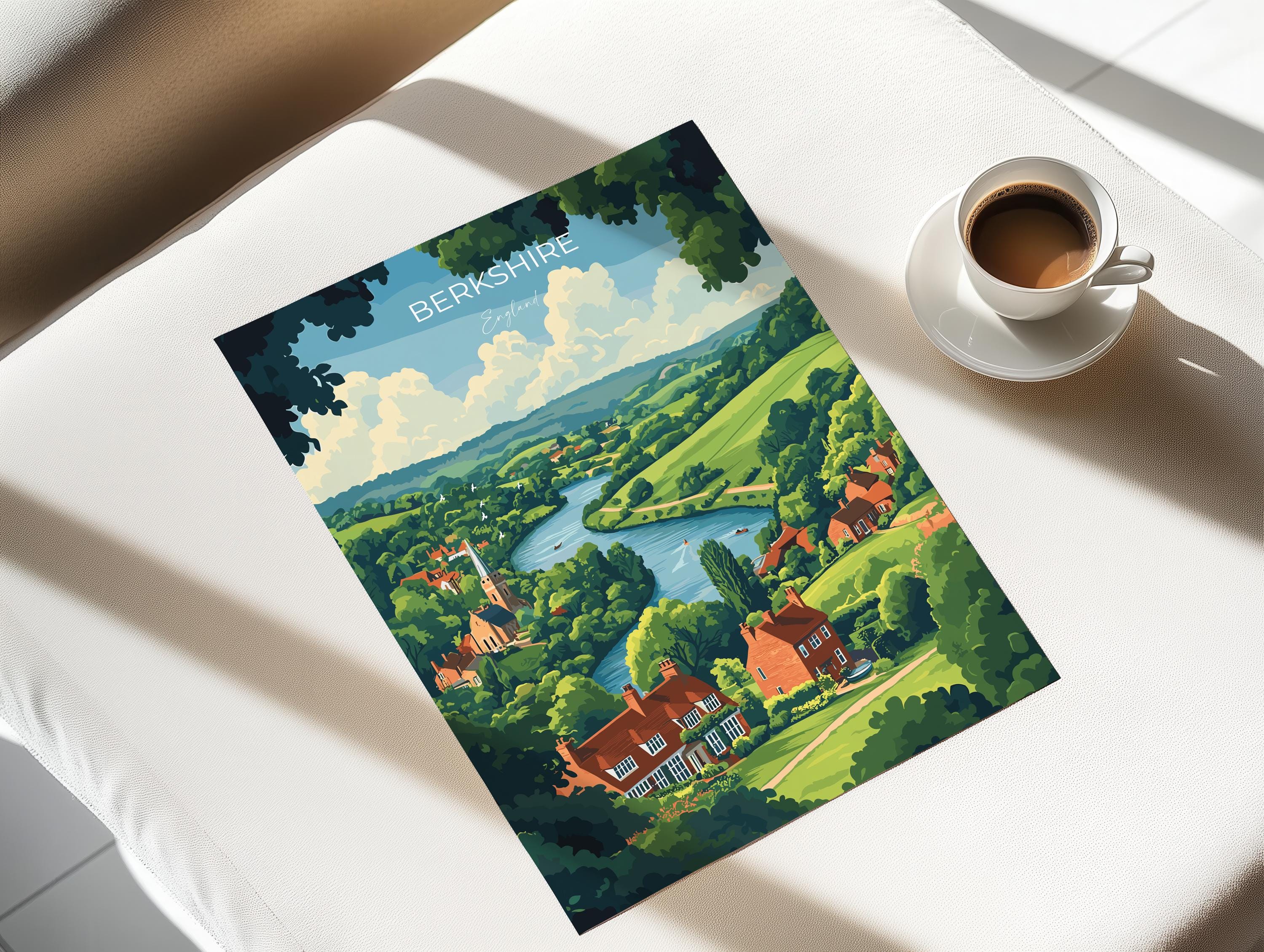 Berkshire Travel Print Wall Art, Berkshire Travel Poster, English Countryside Art Gift, Wall Art Print NQ Media Designs