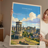 Calton Hill Edinburgh Poster, Edinburgh Skyline Wall Art, Scotland Travel Poster, National Monument Print, Edinburgh Gift