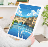 Bath Travel Print, Travel Poster of Bath, England, Cotswolds Art, English City Gift, Avon Wall Art Print NQ Media Designs