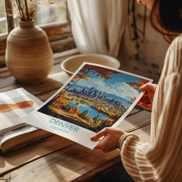 Denver Travel Poster Wall Art, Travel Print of Denver, Colorado, USA, Denver Art Lovers Gift