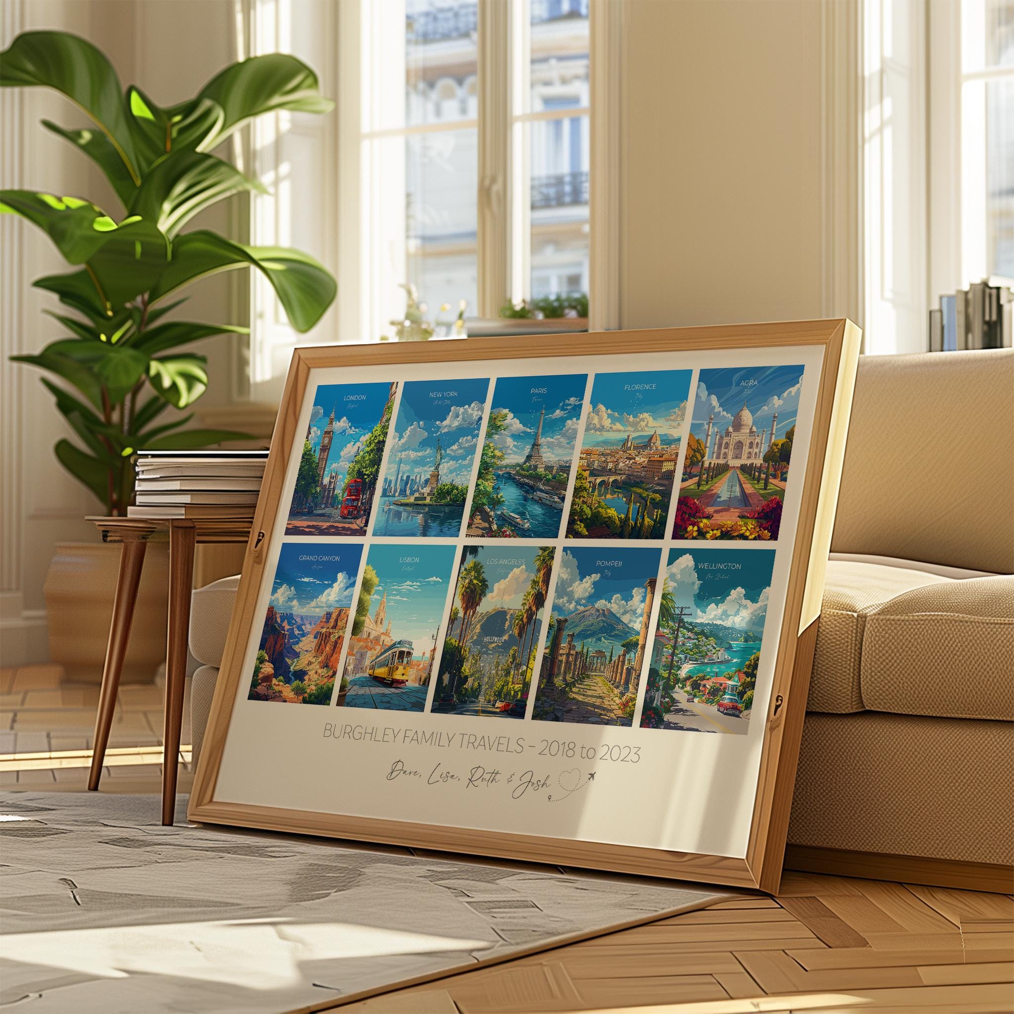 Favourite Places Travel Gift, Personalised Travel Memories Poster, Travel Print Collage, Custom Souvenir Gift for Travel Lovers NQ Media Designs
