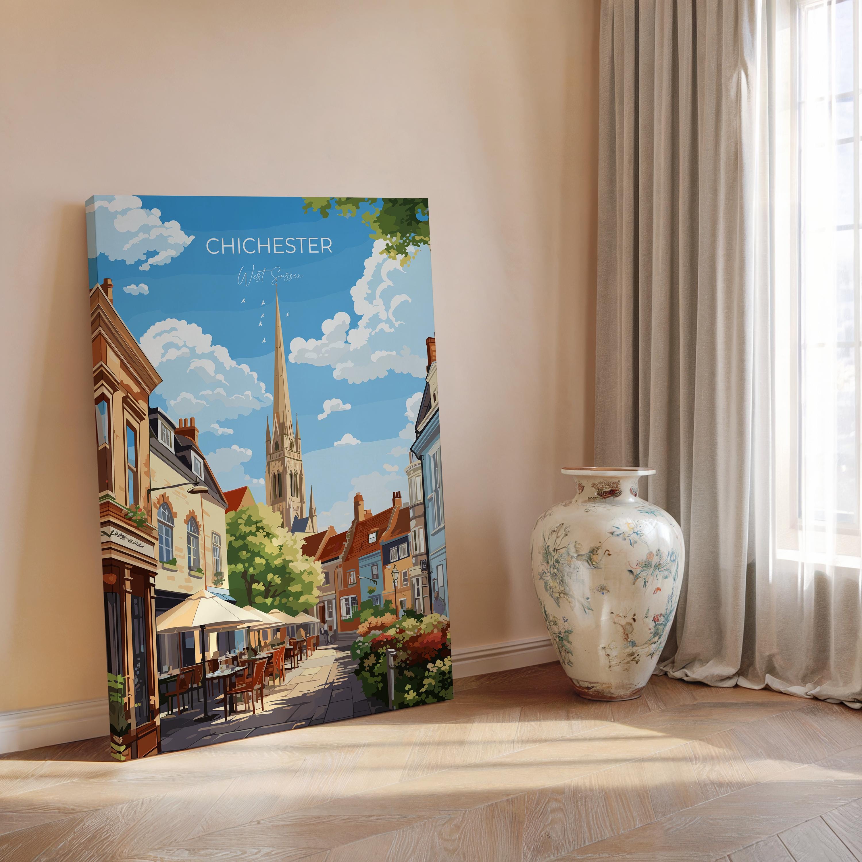 Chichester Travel Print Wall Art, West Sussex Travel Poster, English Countryside Art Gift, Wall Art Print NQ Media Designs
