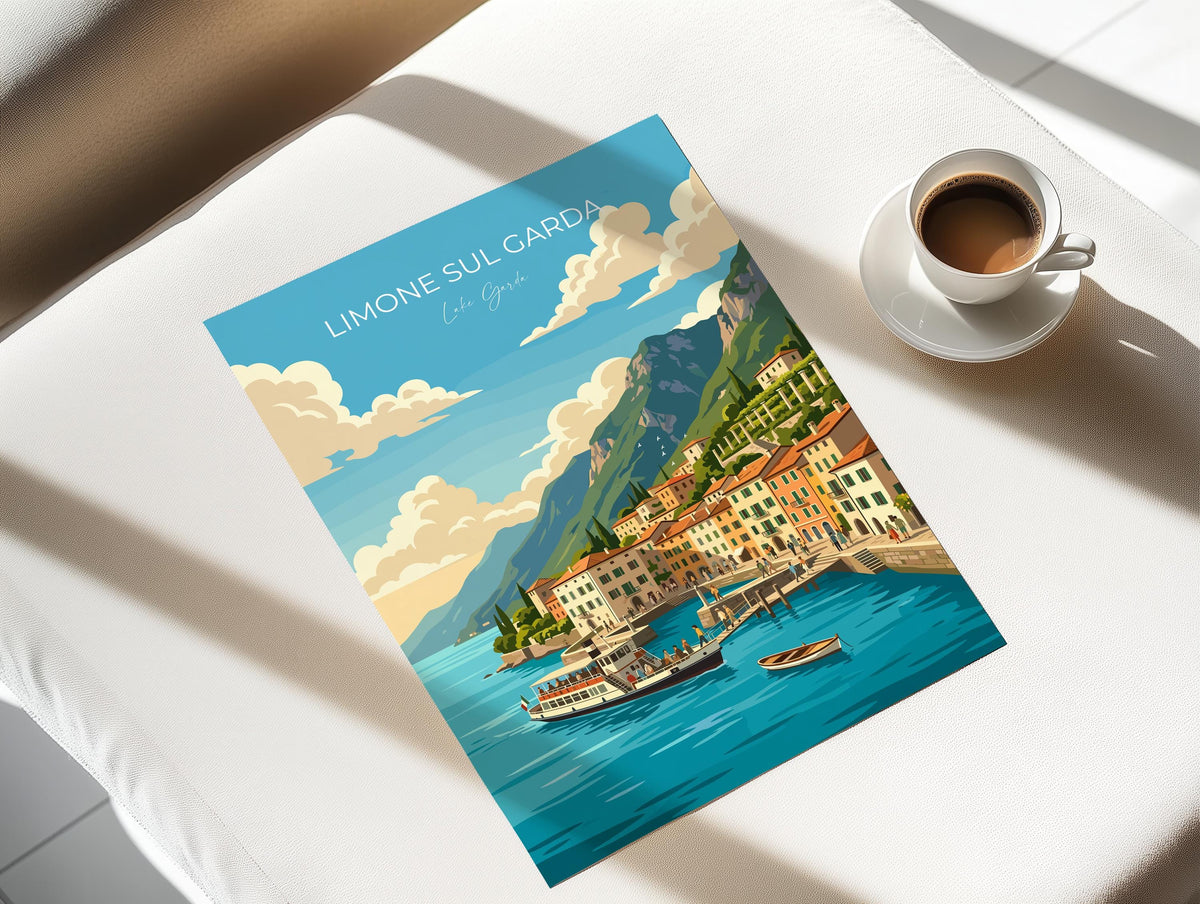 Limone sul Garda Travel Poster | Lemon Houses, Italy Wall Art