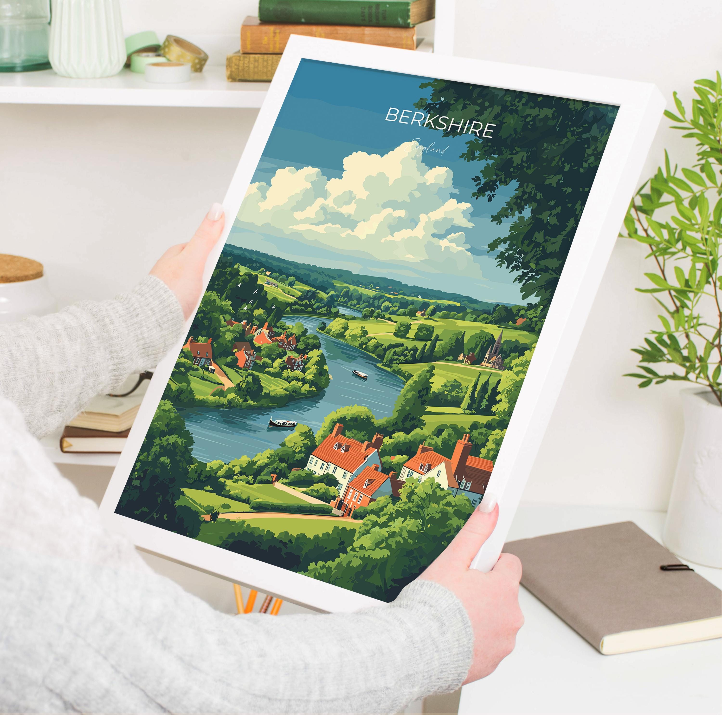 Berkshire Travel Print Wall Art, Berkshire Travel Poster, English Countryside Art Gift, Wall Art Print NQ Media Designs