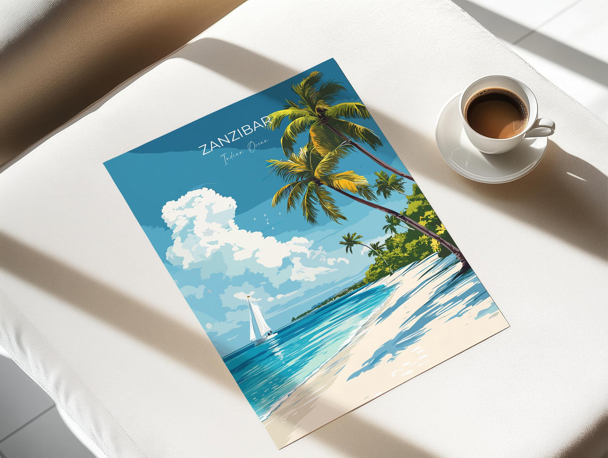 Zanzibar Travel Poster, Indian Ocean Island Art, Vibrant Wall Decor NQ Media Designs