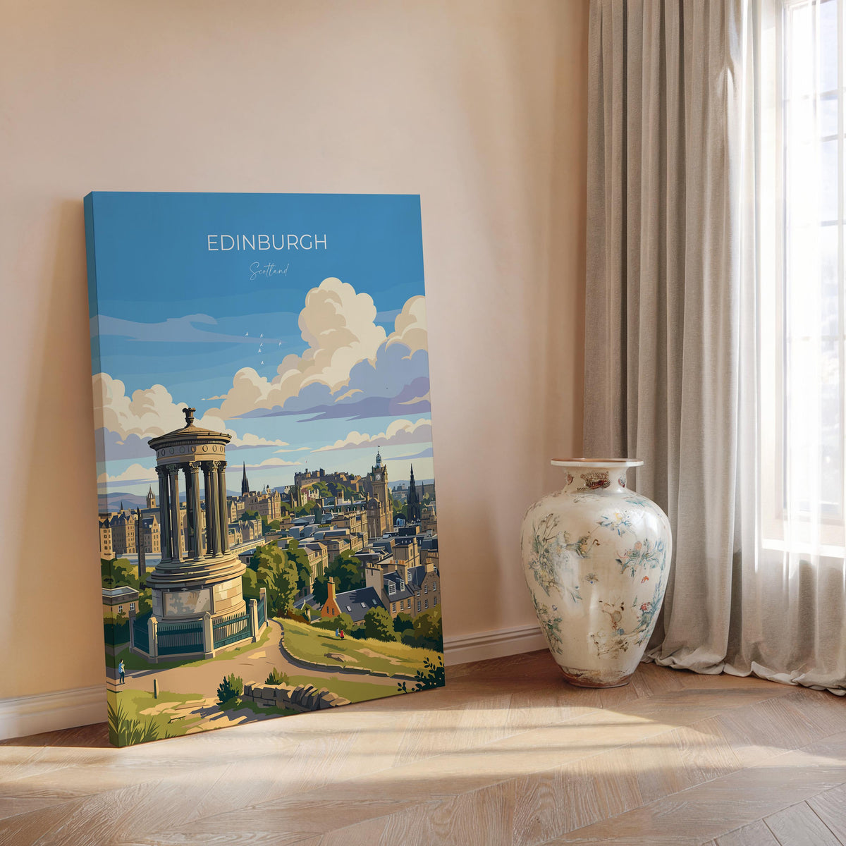 Calton Hill Edinburgh Poster, Edinburgh Skyline Wall Art, Scotland Travel Poster, National Monument Print, Edinburgh Gift