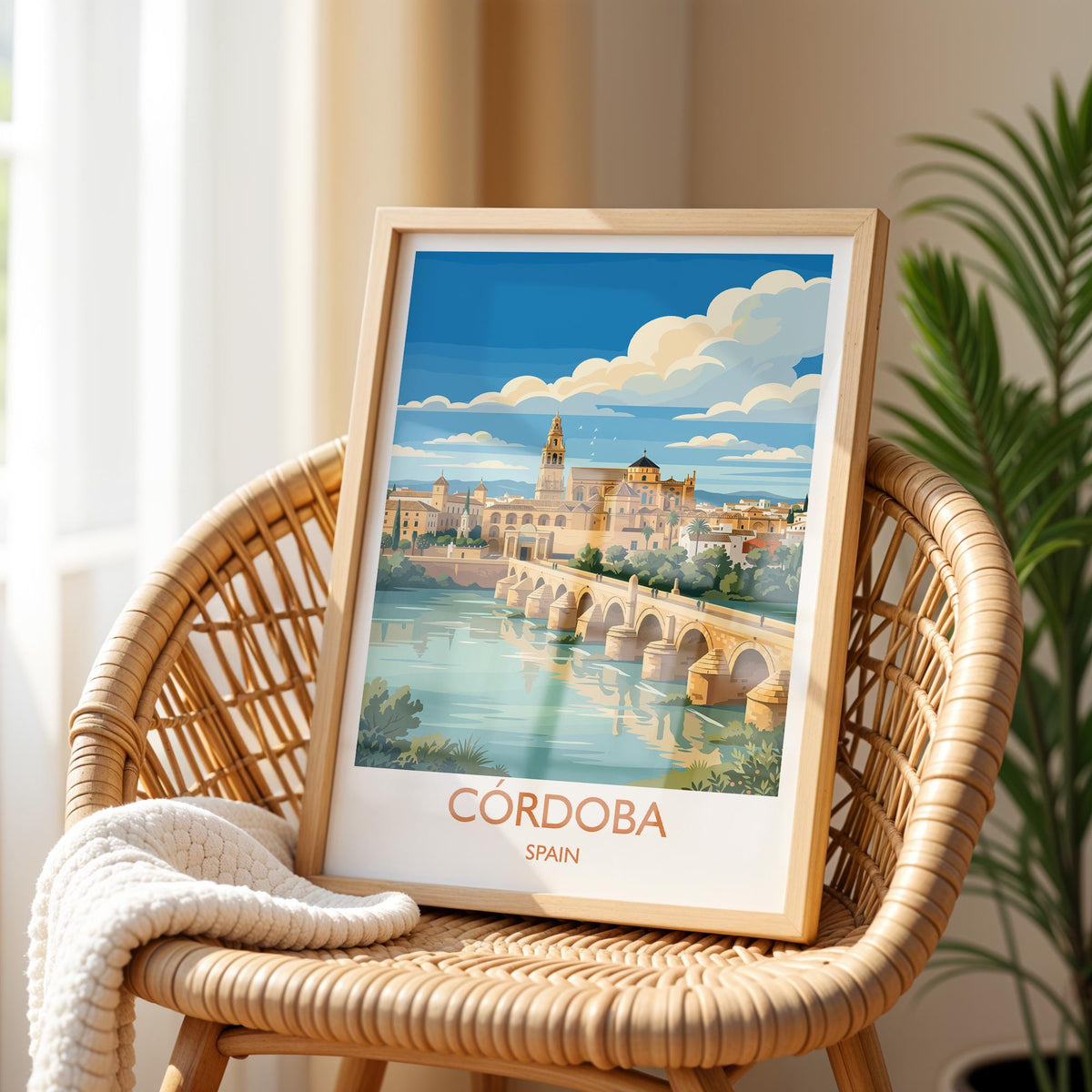 Cordoba Spain Print, Mezquita Wall Art with Border, Andalusia Poster, Spain Travel Print, Cordoba Gift Print