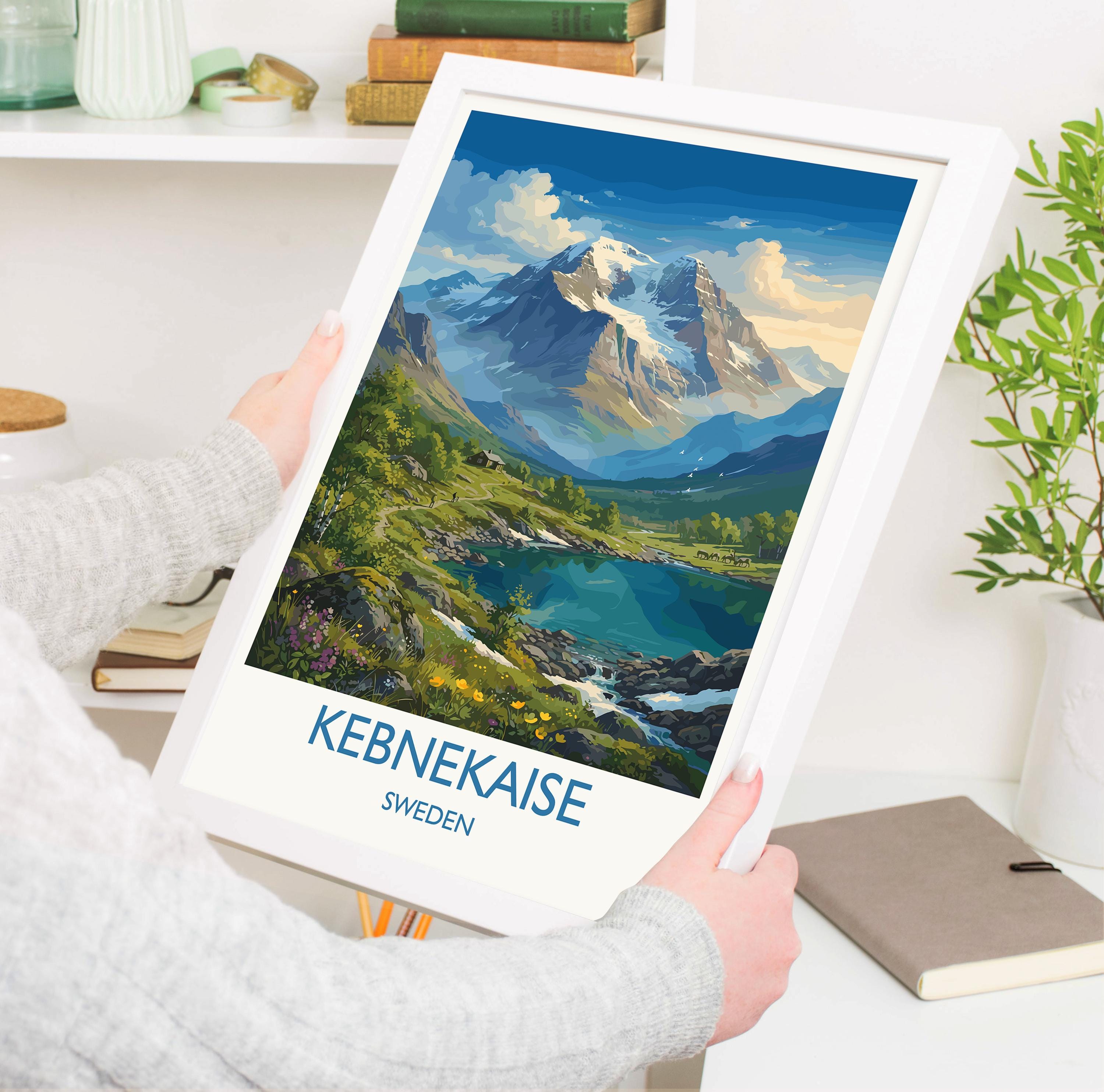 Kebnekaise Sweden Travel Poster, Swedish Lapland Mountain Wall Art, Kebnekaise Print, Scandinavian Landscape, Nordic Travel Poster