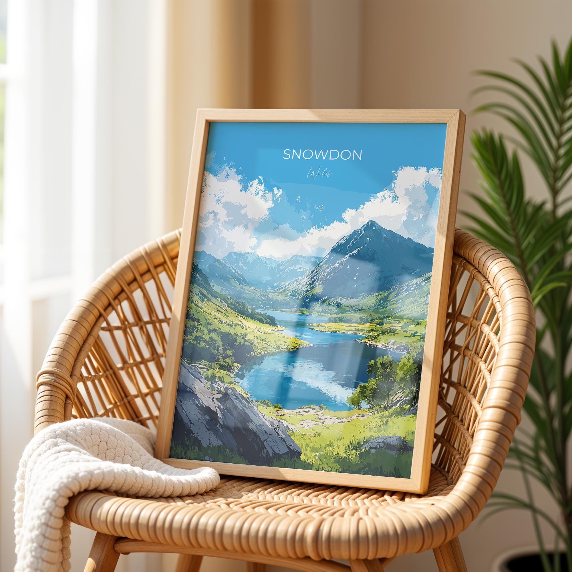 Snowdon Travel Poster Wall Art, Snowdon Travel Print, Wales, Welsh Art, Snowdonia Art lovers Gift, Wall Art Print NQ Media Designs
