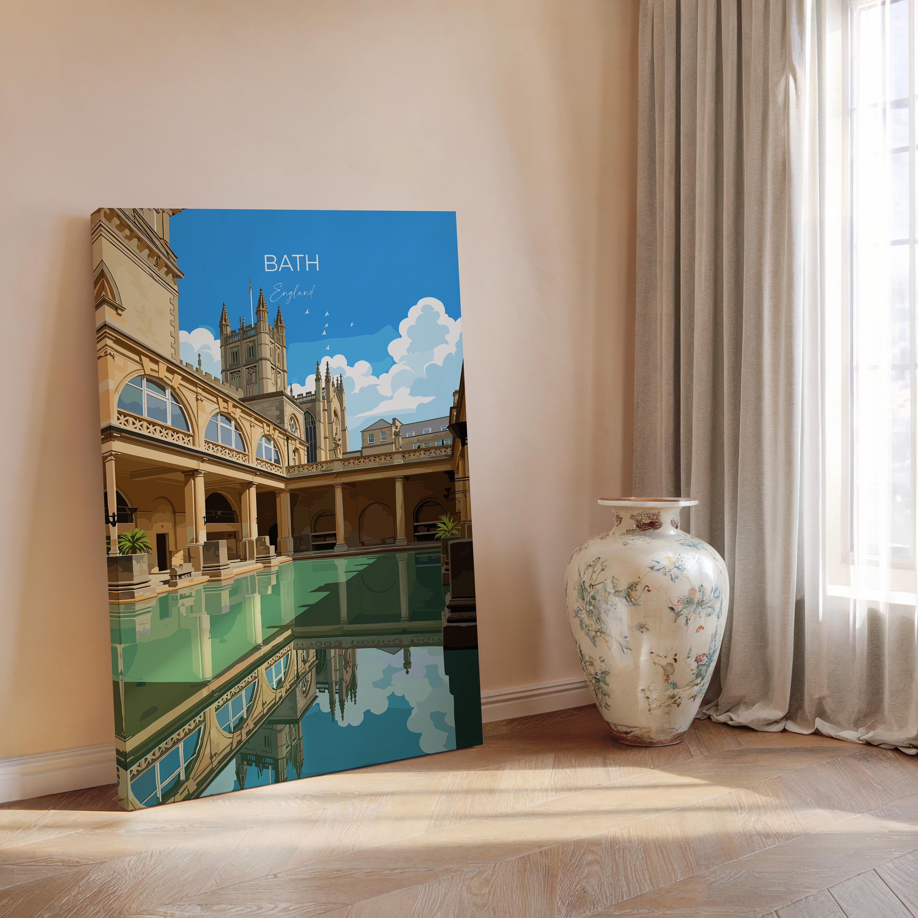 Bath Travel Print, Travel Poster of Bath, England, Cotswolds Art, English City Gift, Avon Wall Art Print NQ Media Designs