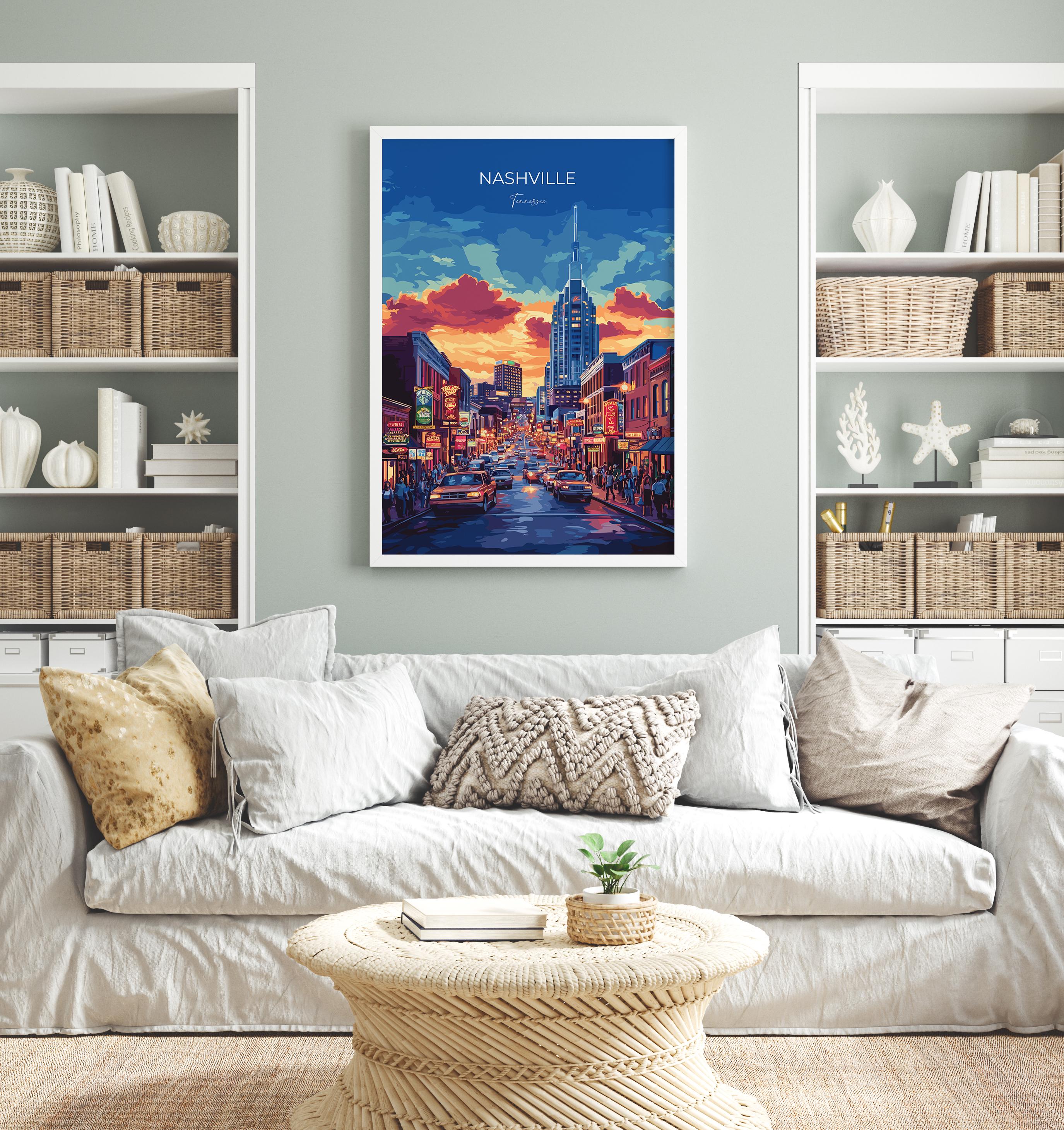 Nashville Travel Poster Wall Art, Travel Print of Nashville, Nashville Art Lovers Gift, Tennessee USA Art Gift NQ Media Designs