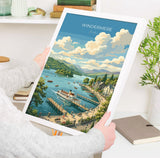 Windermere Poster, Lake District Wall Art, Cumbria Print, England Travel Poster, Windermere Gift