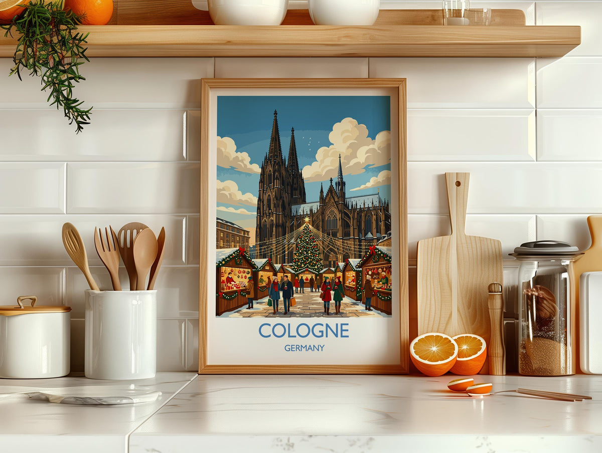 Cologne Christmas Travel Print | Cologne Cathedral, Germany Wall Art