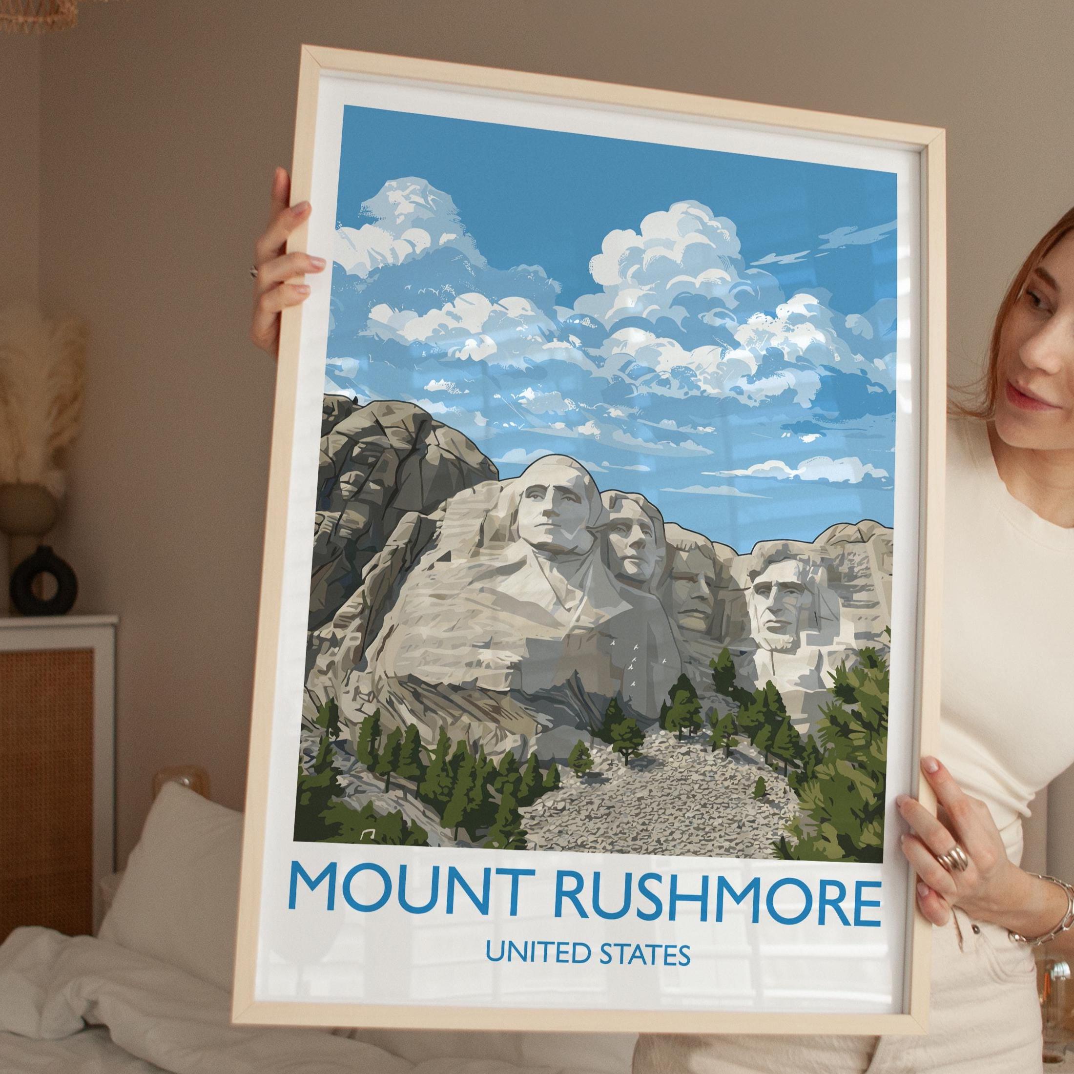 Mount Rushmore Print, South Dakota Art Gift, National Memorial Wall Art, Travel Poster NQ Media Designs