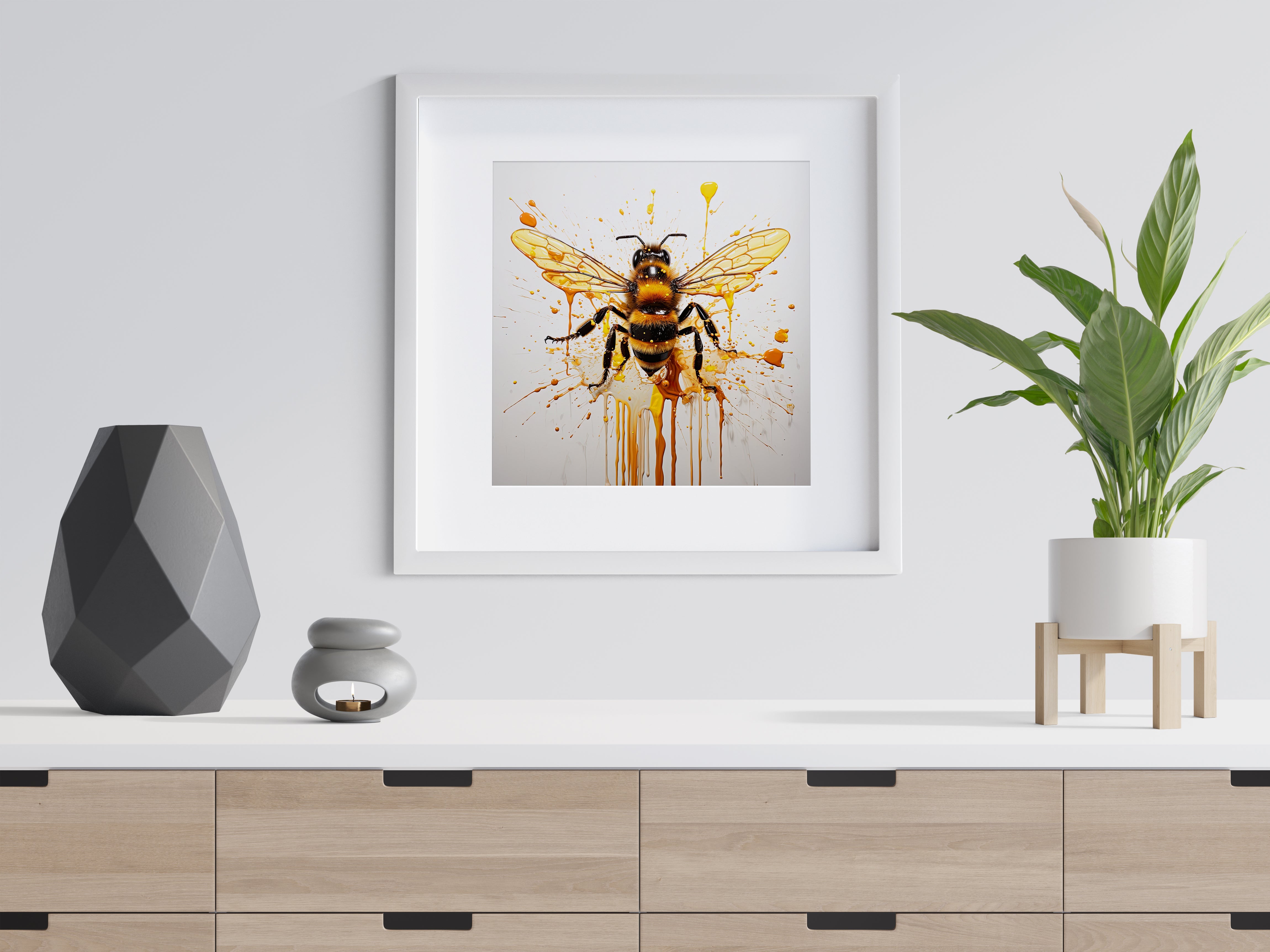 Bumble Bee Modern Abstract Print, Modern Abstract Bee Art Lovers Gift, Wall Art Poster NQ Media Designs
