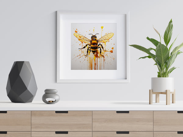 Bumble Bee Modern Abstract Print, Modern Abstract Bee Art Lovers Gift, Wall Art Poster