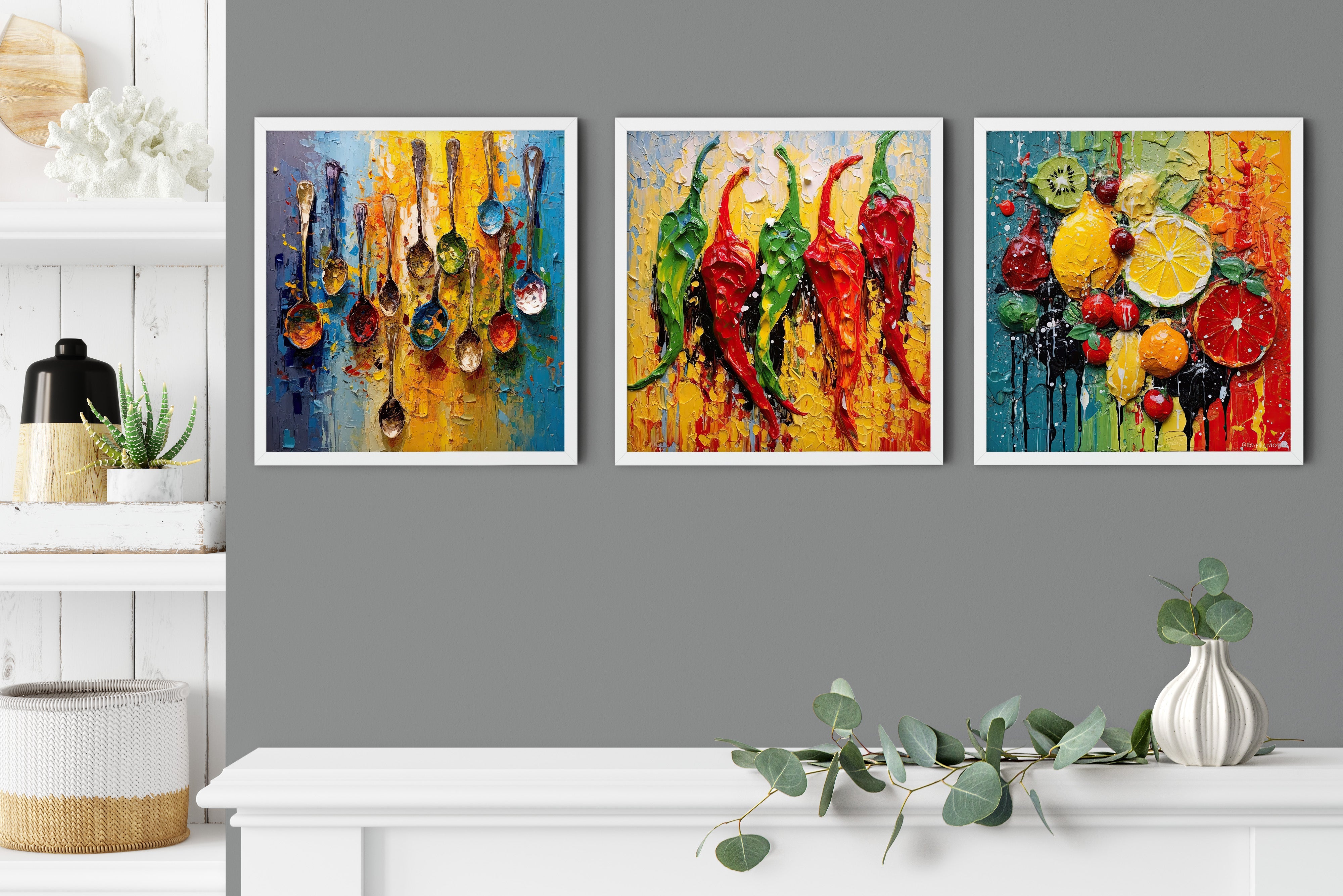 Peppers Abstract Art Colourful Kitchen Modern Design Decor Print Wall Art Picture NQ Media Designs
